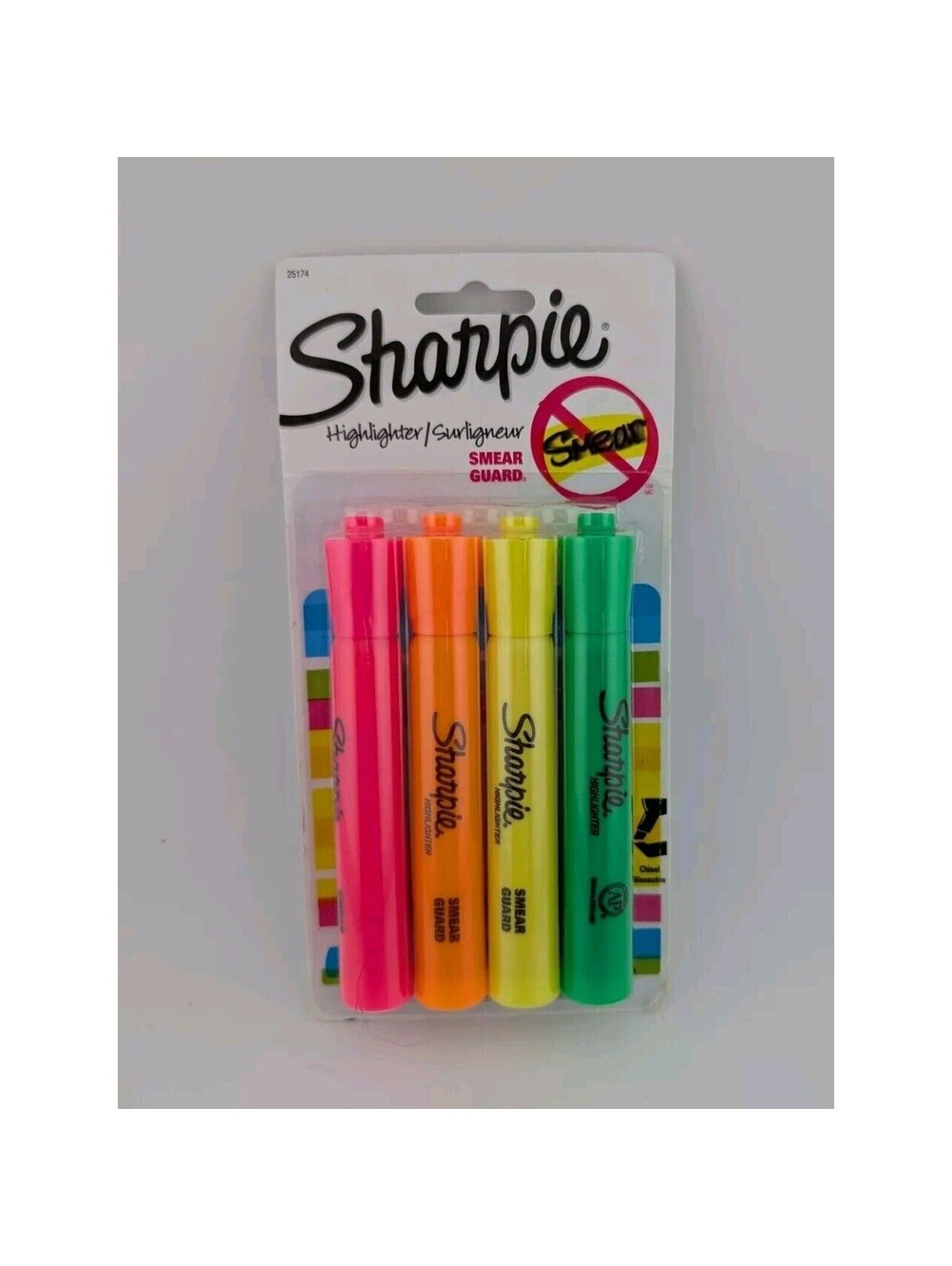 Sharpie Chisel Tip Highlighters Smear Free 4 Pack Pink Yellow Green Orange